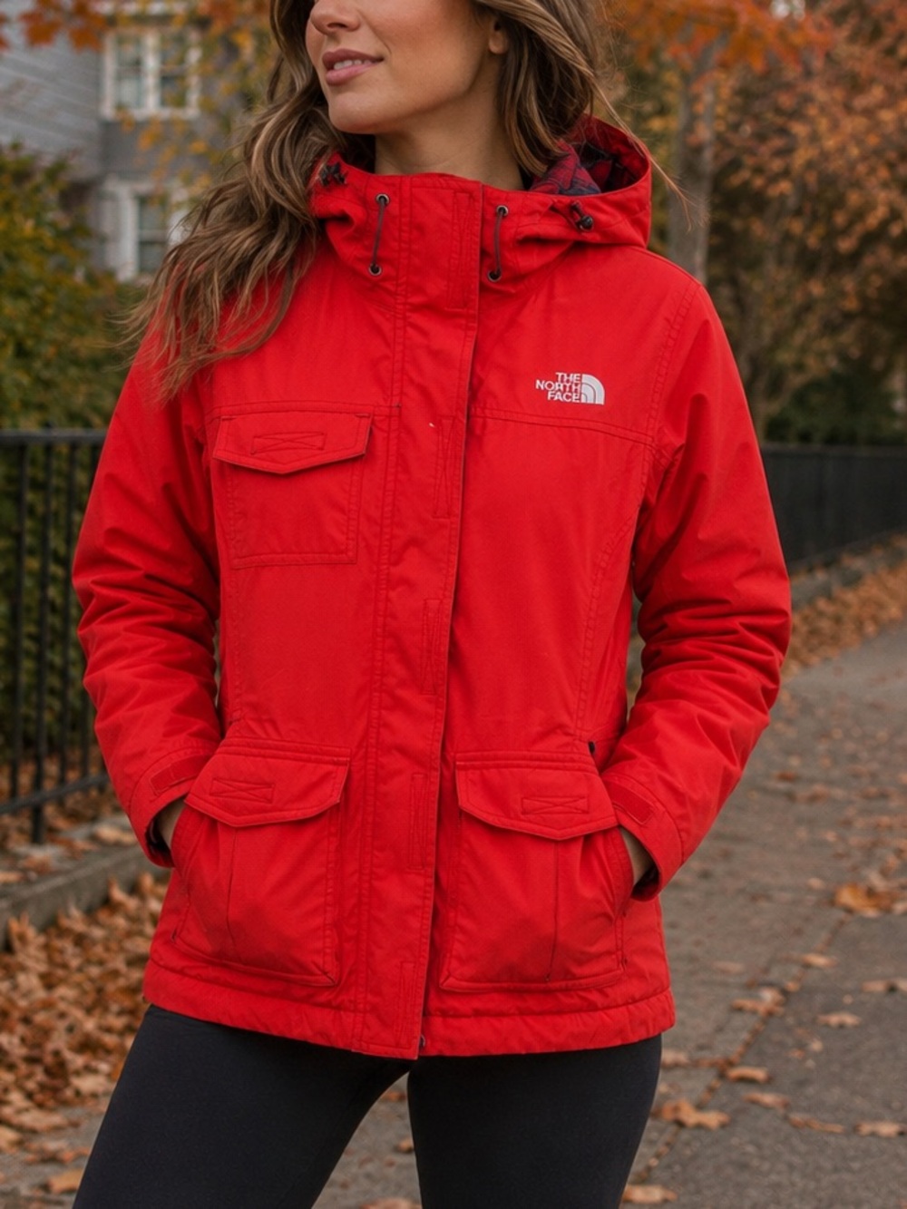The North Face Red Hooded Winter Jacket Coat Women’s Medium